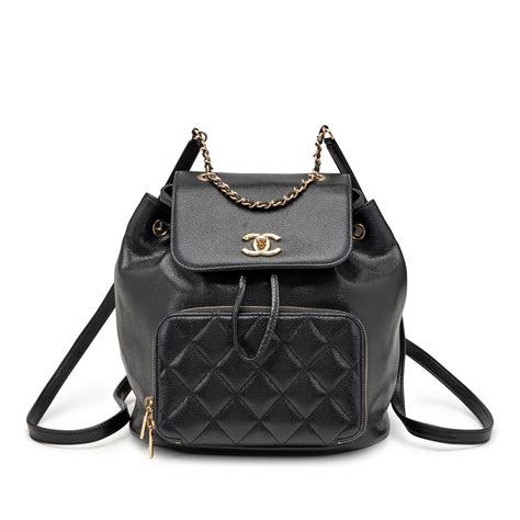 chanel black quilted backpack
